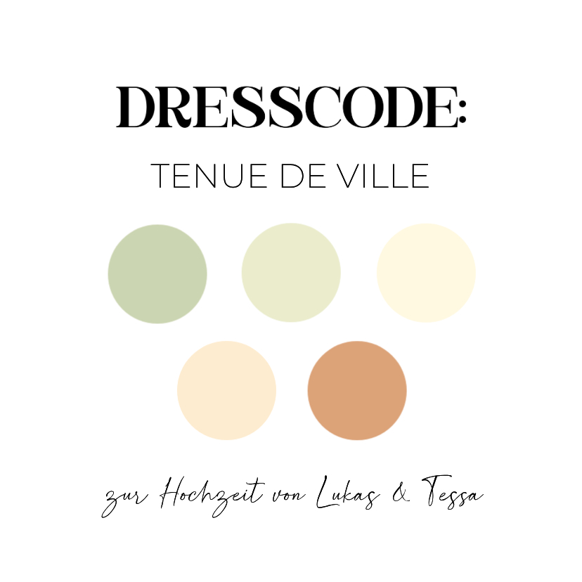 Hochzeitskarten - Dresscodekarte Tenue de Ville Farbpalette Hochzeit