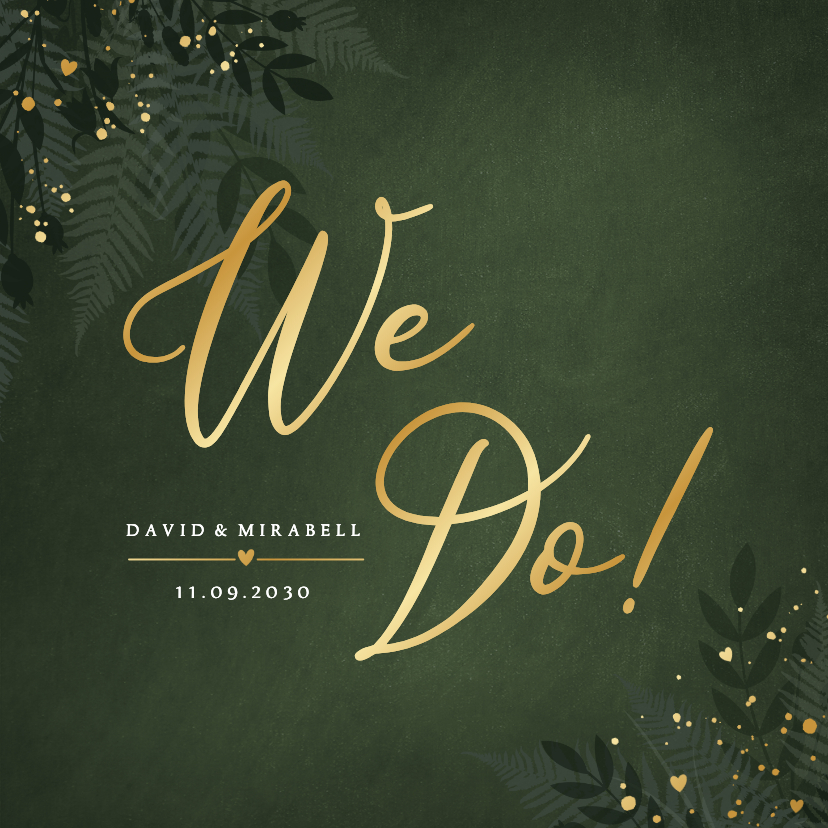 Dunkelgrün Hochzeitseinladung Botanisch Goldkleckse - Hochzeitskarten Hochzeitskarten - Dunkelgrün Hochzeitseinladung Botanisch Goldkleckse