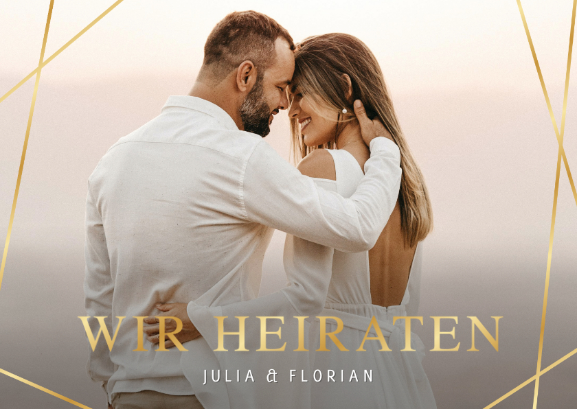 Einladung Hochzeit Foto Linienspiel gold - Hochzeitskarten Hochzeitskarten - Einladung Hochzeit Foto Linienspiel gold