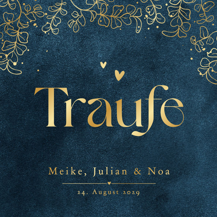 Hochzeitskarten - Einladung Traufe Goldblätter & Herzen