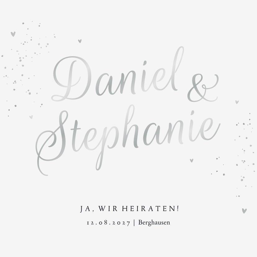Einladung zur Hochzeit Silberschrift - Hochzeitskarten Hochzeitskarten - Einladung zur Hochzeit Silberschrift