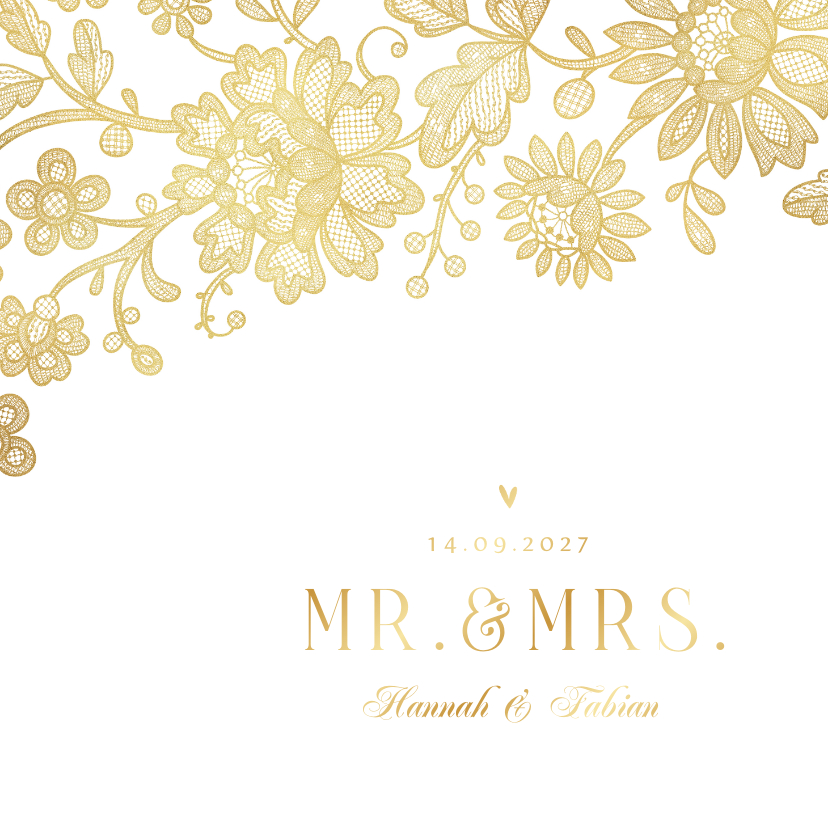 Hochzeitskarten - Einladung zur Hochzeit Spitze & Goldakzente