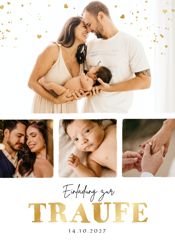 Hochzeitskarten - Einladung zur 'Traufe' Fotocollage & Gold