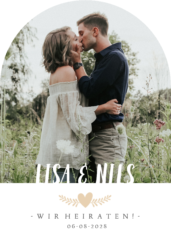 Einladungskarte Bogenform großes Foto Hochzeit - Hochzeitskarten Hochzeitskarten - Einladungskarte Bogenform großes Foto Hochzeit