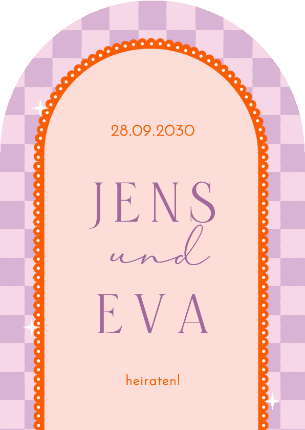 Einladungskarte Bogenform Kariert Hochzeit - Hochzeitskarten Hochzeitskarten - Einladungskarte Bogenform Kariert Hochzeit