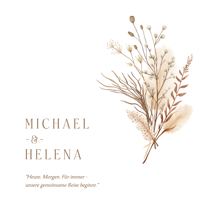 Einladungskarte Bohemien Trockenzweige Hochzeit - Hochzeitskarten Hochzeitskarten - Einladungskarte Bohemien Trockenzweige Hochzeit