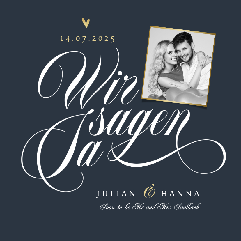 Hochzeitskarten - Einladungskarte Hochzeit Schreibschrift und Foto