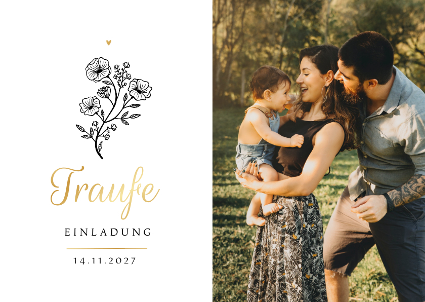 Einladungskarte Traufe Foto & Illustration klassisch - Hochzeitskarten Hochzeitskarten - Einladungskarte Traufe Foto & Illustration klassisch