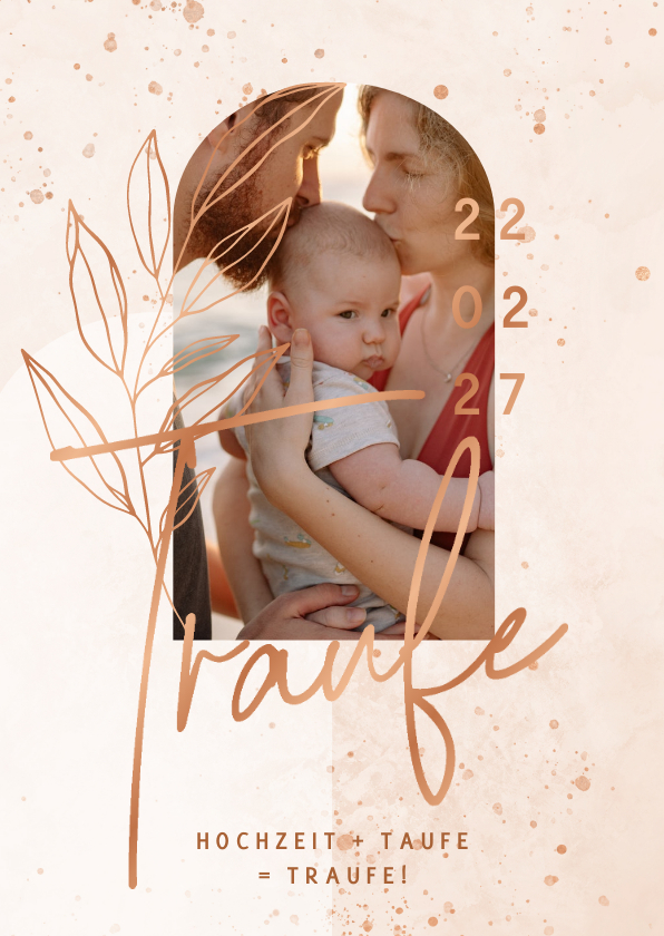 Einladungskarte Traufe rosé filigraner Zweig - Hochzeitskarten Hochzeitskarten - Einladungskarte Traufe rosé filigraner Zweig