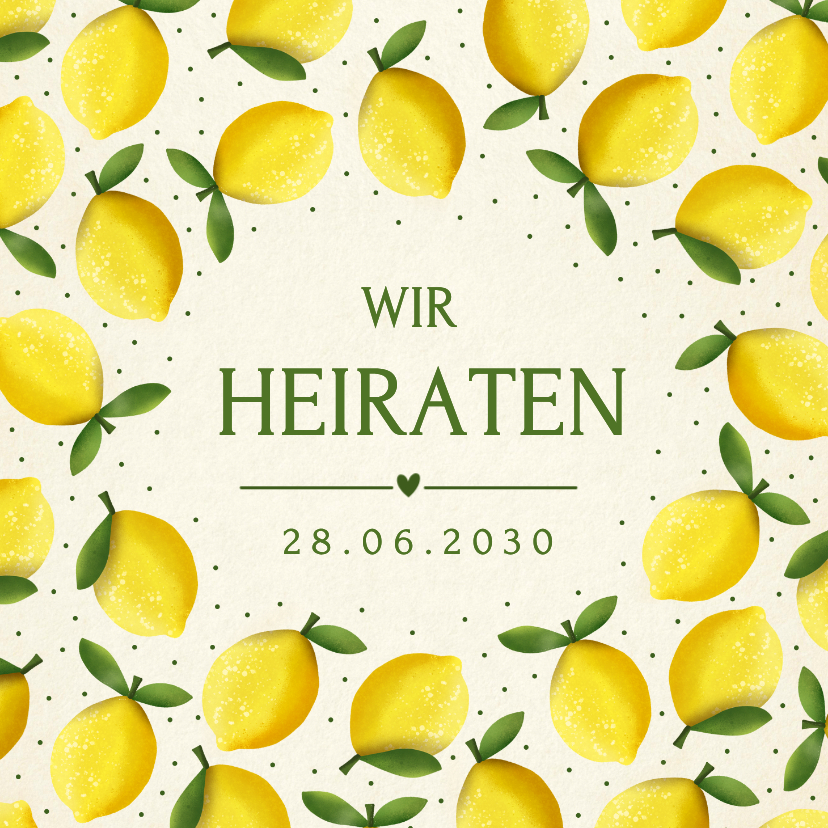 Einladungskarte Zitronen Gelb Sommerhochzeit - Hochzeitskarten Hochzeitskarten - Einladungskarte Zitronen Gelb Sommerhochzeit