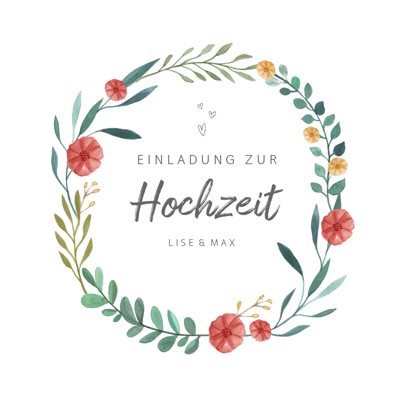 Hochzeitskarten - Einladungskarte zur Hochzeit Blumenornamente