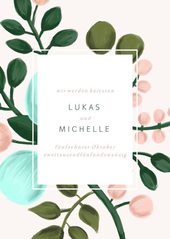 Einladungskarte zur Hochzeit Blumenzweige rosa - Hochzeitskarten Hochzeitskarten - Einladungskarte zur Hochzeit Blumenzweige rosa