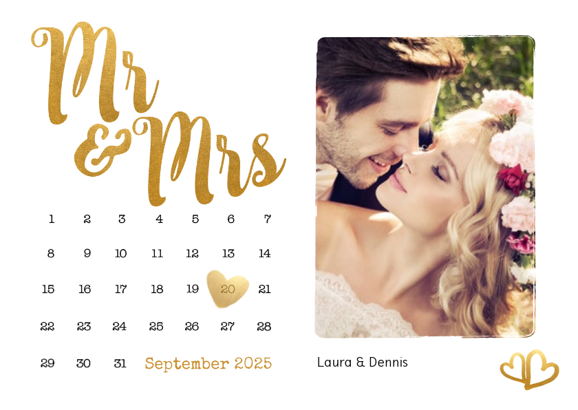 Hochzeitskarten - Einladungskarte zur Hochzeit Buchstaben in Goldlook