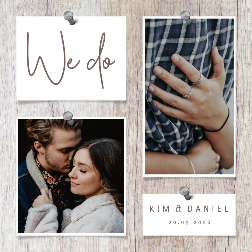 Hochzeitskarten - Einladungskarte zur Hochzeit Fotos auf Holz