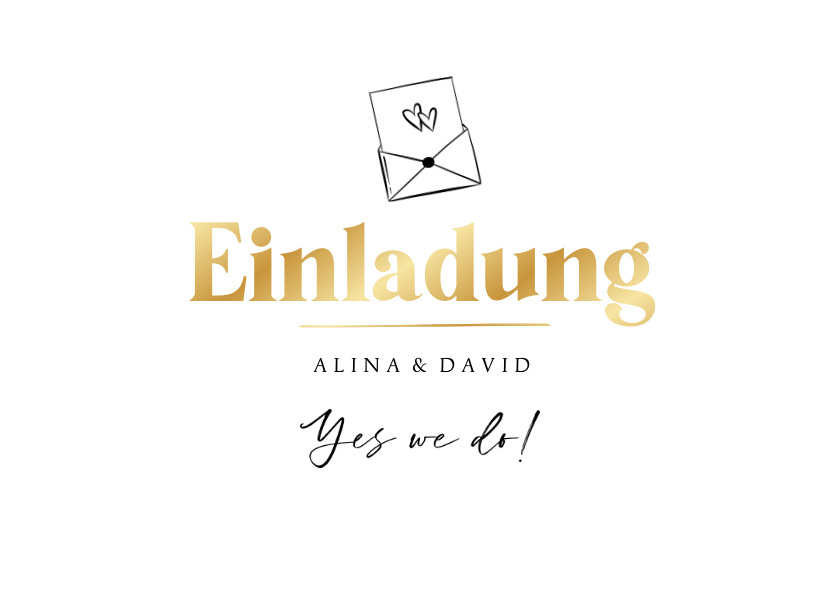 Einladungskarte zur Hochzeit Goldschrift Einladungskarte zur Hochzeit Goldschrift