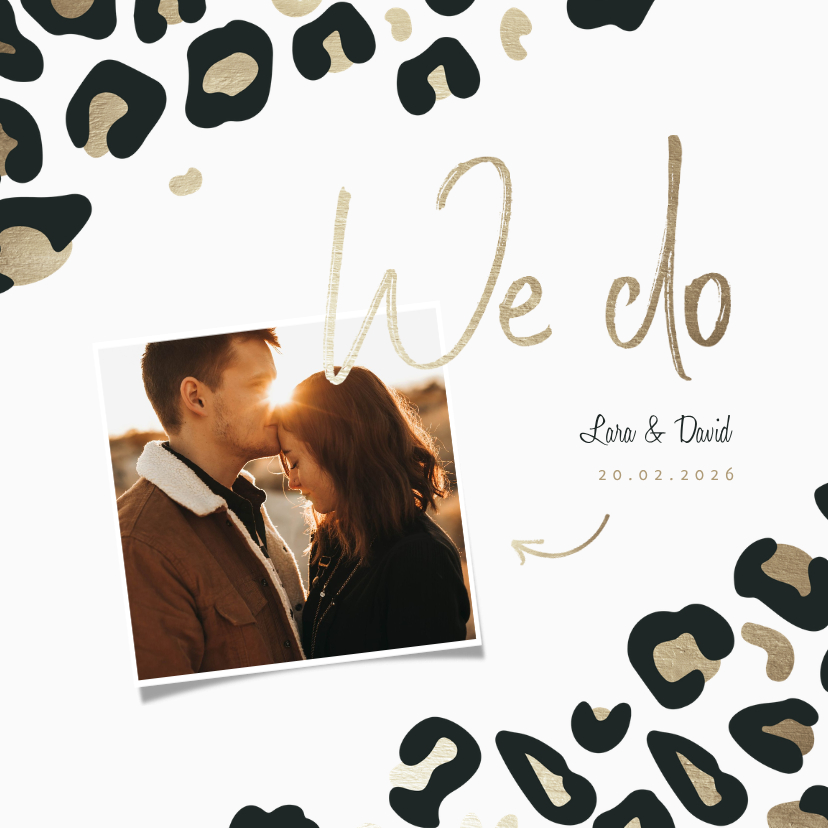 Hochzeitskarten - Einladungskarte zur Hochzeit Leopardenmuster & Foto