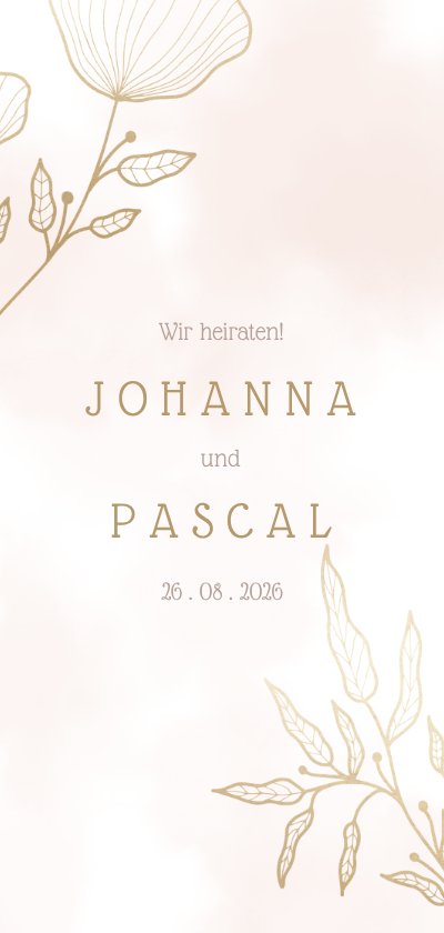 Hochzeitskarten - Einladungskarte zur Hochzeit mit eleganten Blumen