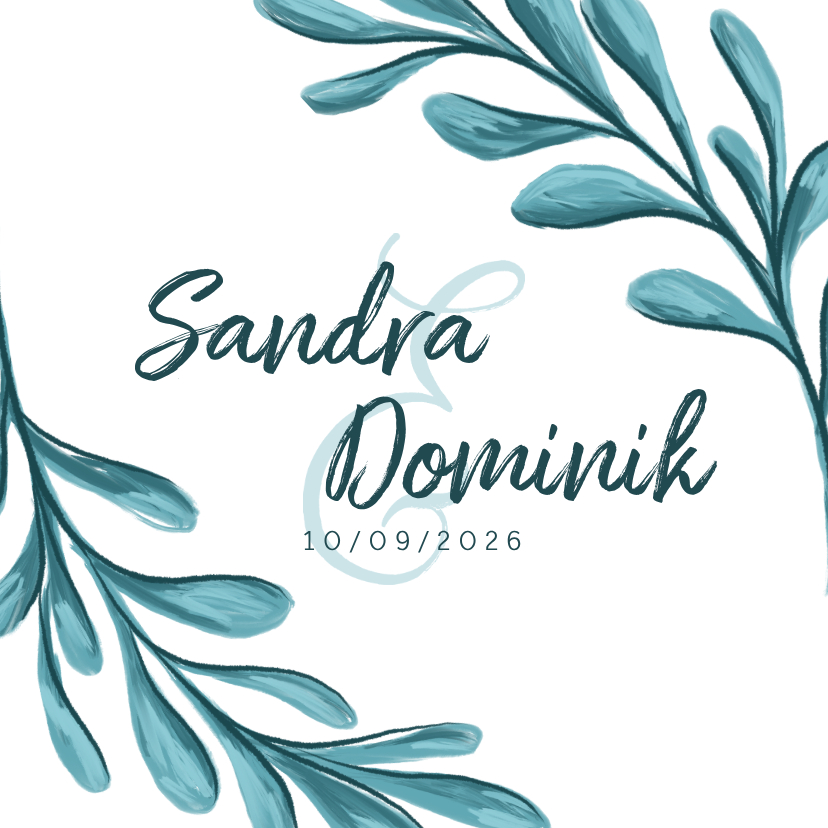 Hochzeitskarten - Einladungskarte zur Hochzeit mit gemalten Zweigen