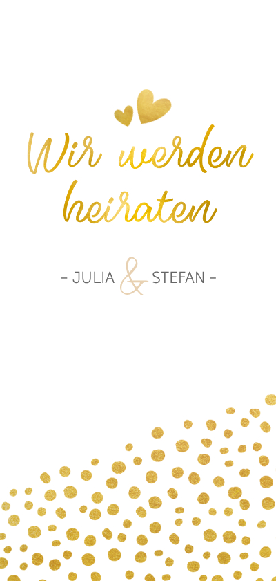 Hochzeitskarten - Einladungskarte zur Hochzeit mit Timeline im Goldlook