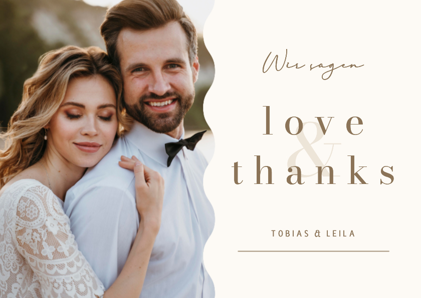 Foto-Dankeskarte Hochzeit Beige minimalistisch Ampersand - Hochzeitskarten Hochzeitskarten - Foto-Dankeskarte Hochzeit Beige minimalistisch Ampersand
