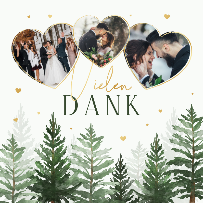 Foto-Dankeskarte Winterhochzeit Tannenbäume - Hochzeitskarten Hochzeitskarten - Foto-Dankeskarte Winterhochzeit Tannenbäume