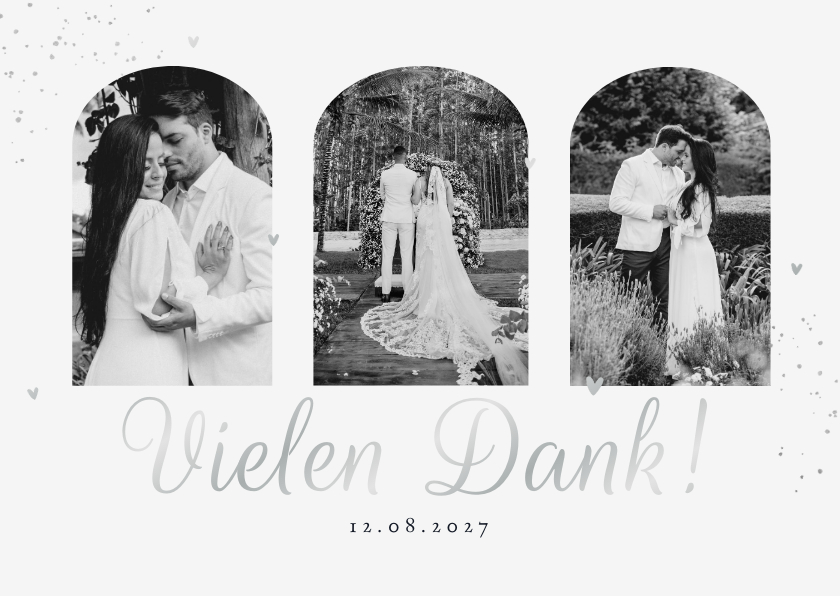 Hochzeitskarten - Fotokarte Danke Hochzeit Silberschrift