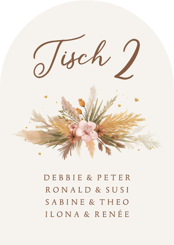 Hochzeitskarten - Gruppentischkarte Boho Hochzeit Nummer und Namen