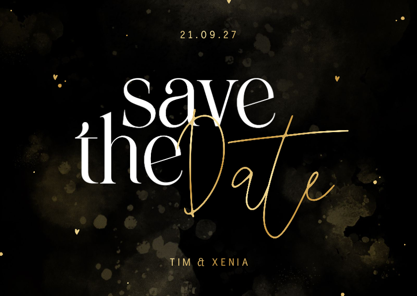 Hochzeitskarten - Hochzeit Save-the-Date-Karte schwarz-gold