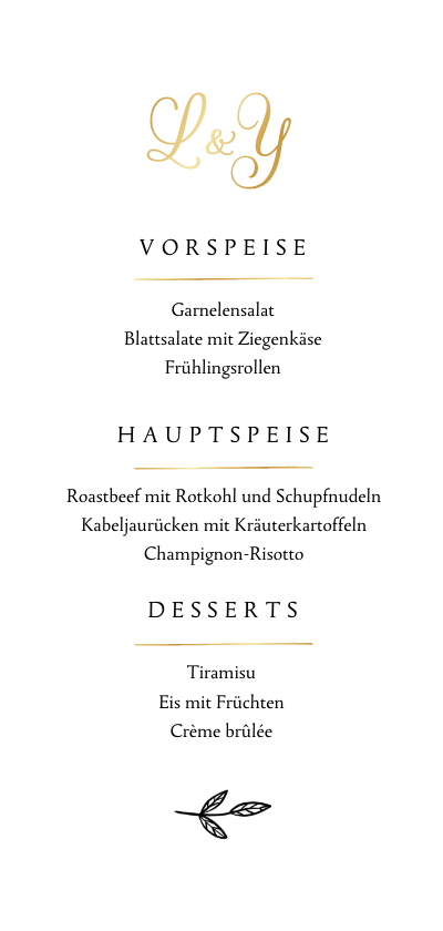 Hochzeitskarten - Hochzeits-Menükarte Illustration klassisch