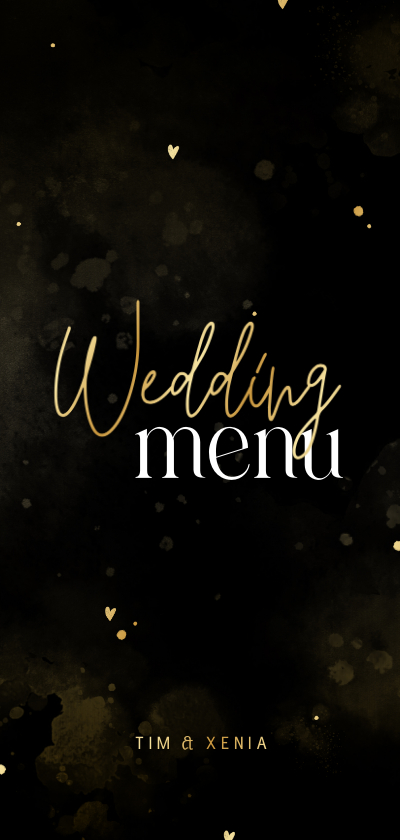 Hochzeitskarten - Hochzeits-Menükarte schwarz-gold