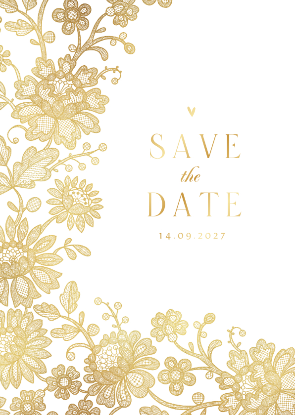 Hochzeits-Save-the-Date-Karte Spitze & Goldakzente - Hochzeitskarten Hochzeitskarten - Hochzeits-Save-the-Date-Karte Spitze & Goldakzente