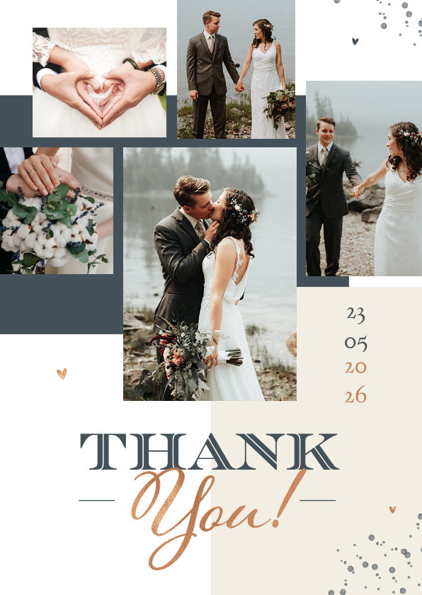 Hochzeitskarten - Hochzeitsdanksagung Fotocollage grafisch