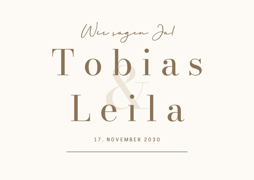 Hochzeitskarten - Hochzeitseinladung Beige Minimalistisch Ampersand