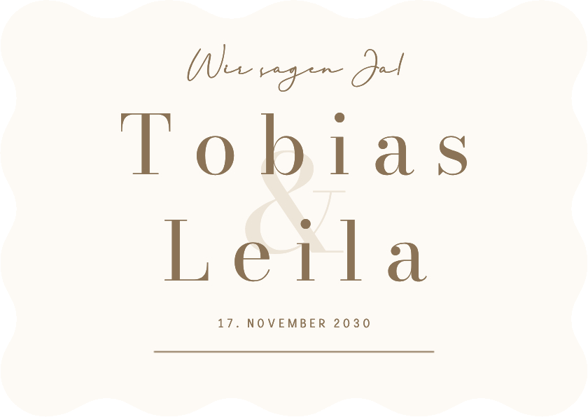 Hochzeitseinladung Beige Minimalistisch Wellenform Ampersand - Hochzeitskarten Hochzeitskarten - Hochzeitseinladung Beige Minimalistisch Wellenform Ampersand