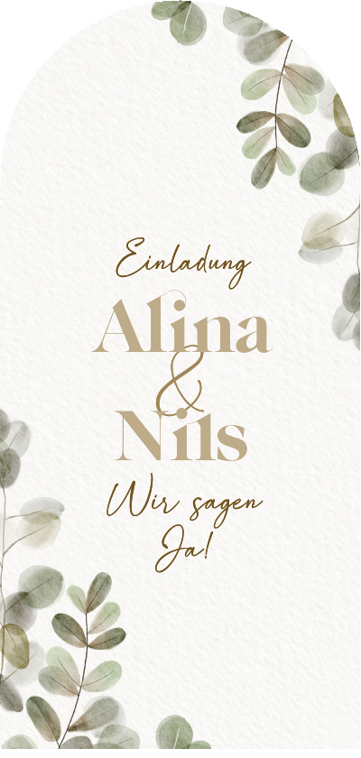 Hochzeitskarten - Hochzeitseinladung Eukalyptus Bogenkarte Aquarell