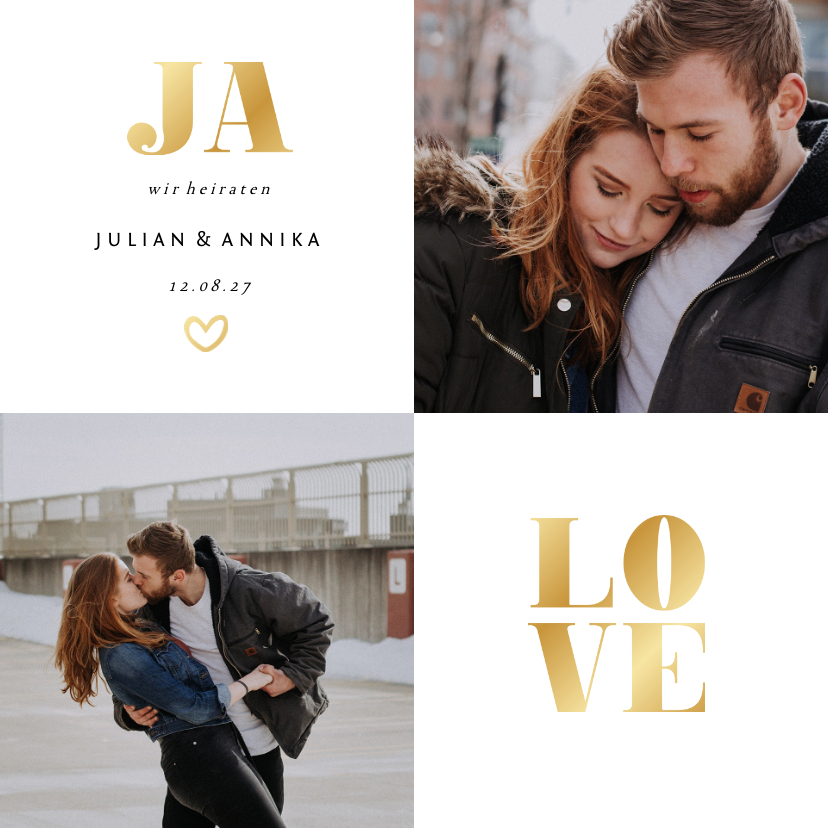 Hochzeitseinladung Goldakzente Fotos Quadrat Hochzeitseinladung Goldakzente Fotos Quadrat
