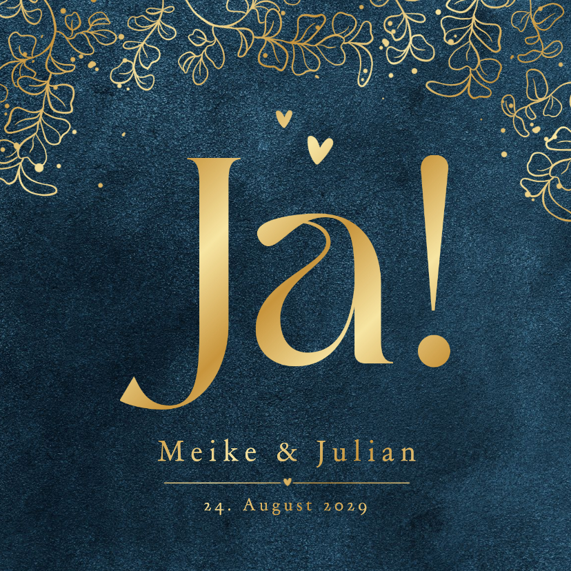 Hochzeitseinladung Goldblätter & Herzen - Hochzeitskarten Hochzeitskarten - Hochzeitseinladung Goldblätter & Herzen
