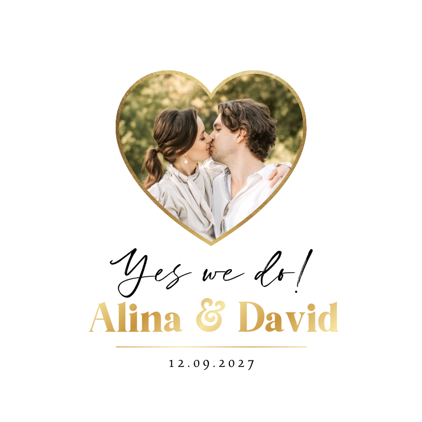 Hochzeitskarten - Hochzeitseinladung Goldschrift & Herz