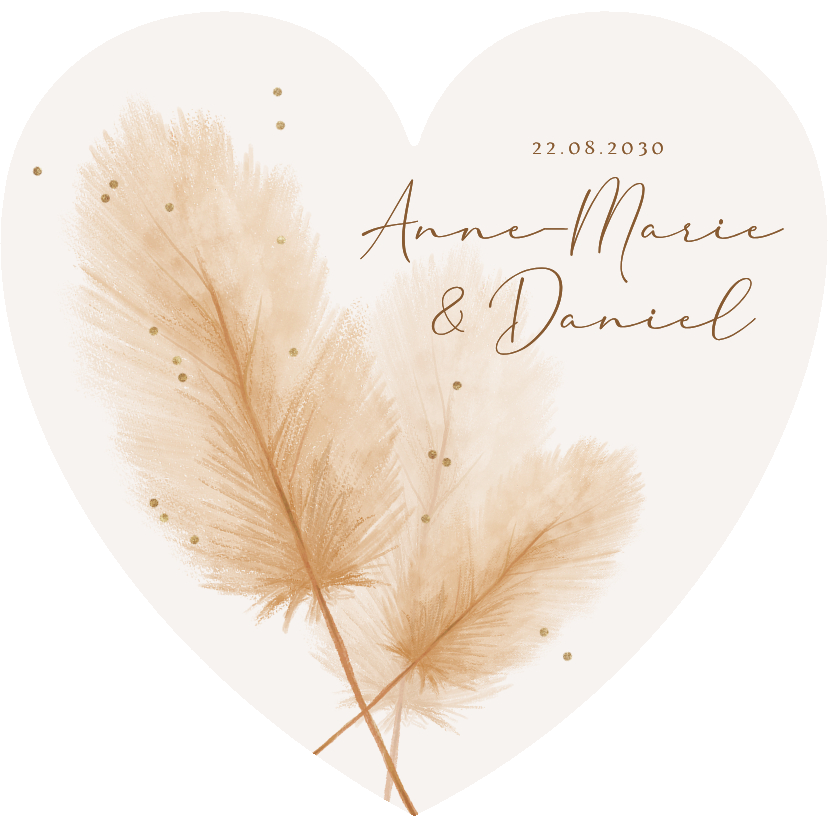 Hochzeitseinladung Herzkarte Bohemien Pampasgras - Hochzeitskarten Hochzeitskarten - Hochzeitseinladung Herzkarte Bohemien Pampasgras