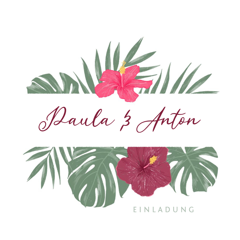 Hochzeitskarten - Hochzeitseinladung mit Hibiskus