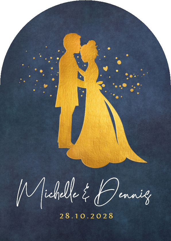 Hochzeitskarten - Hochzeitseinladung Scherenschnitt Bogen Goldlook