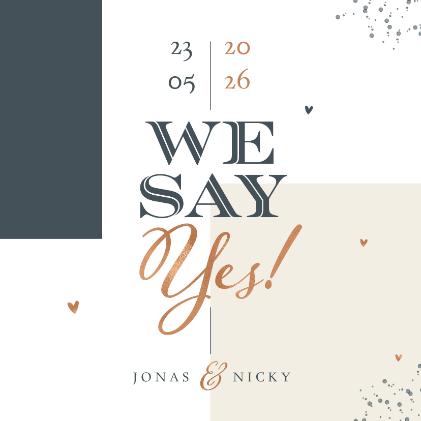 Hochzeitskarten - Hochzeitseinladung 'We say yes' grafisch