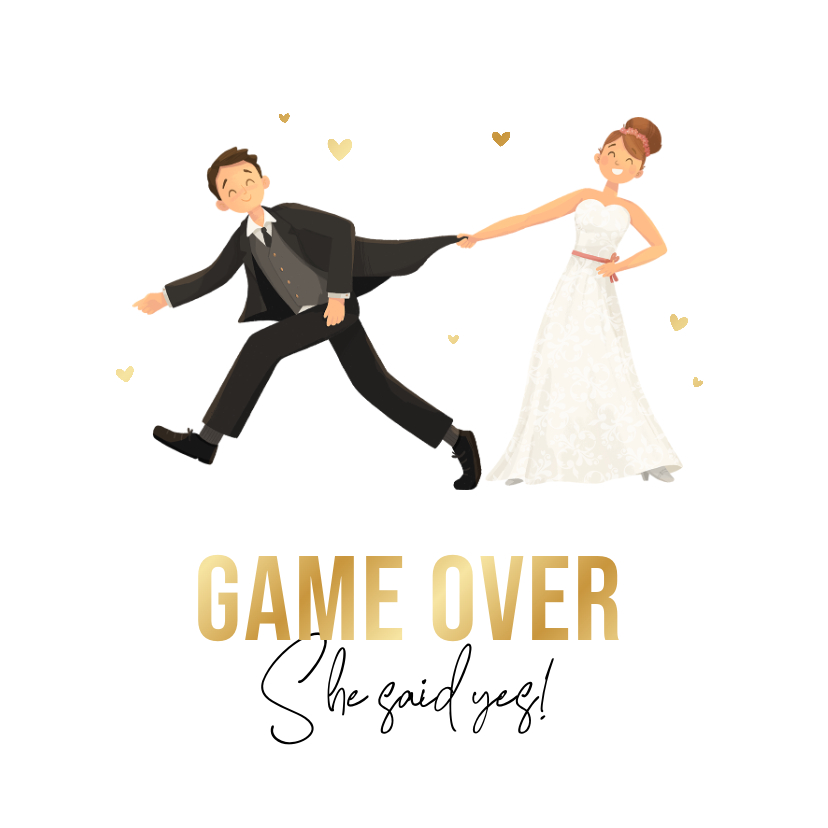 Hochzeitskarten - Hochzeitsfeiereinladung Ehepaar 'Game over' mit Gold