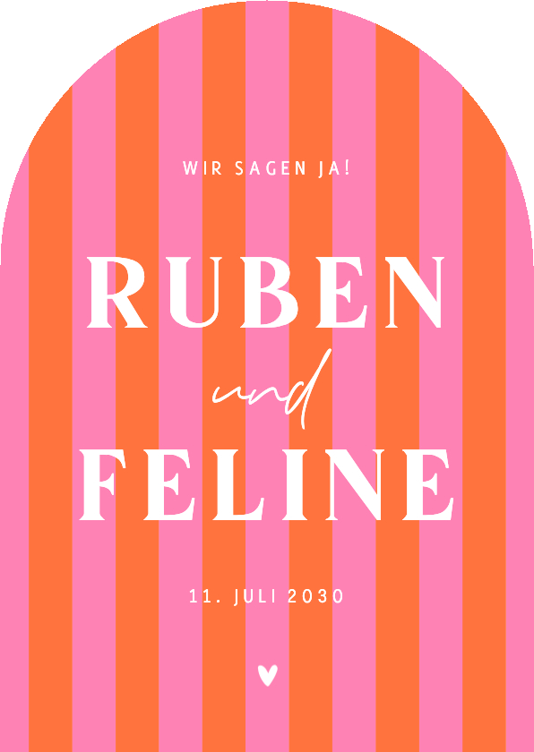 Hochzeitskarte Bogenform Colorblocking Streifen Rosa Orange - Hochzeitskarten Hochzeitskarten - Hochzeitskarte Bogenform Colorblocking Streifen Rosa Orange