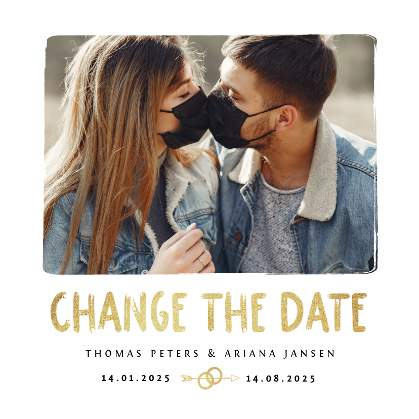 Hochzeitskarte Change-the-Date Foto Pinselstrich