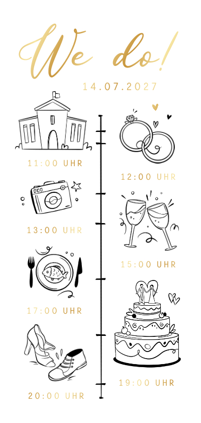 Hochzeitskarten - Hochzeitskarte Doodles Goldelemente