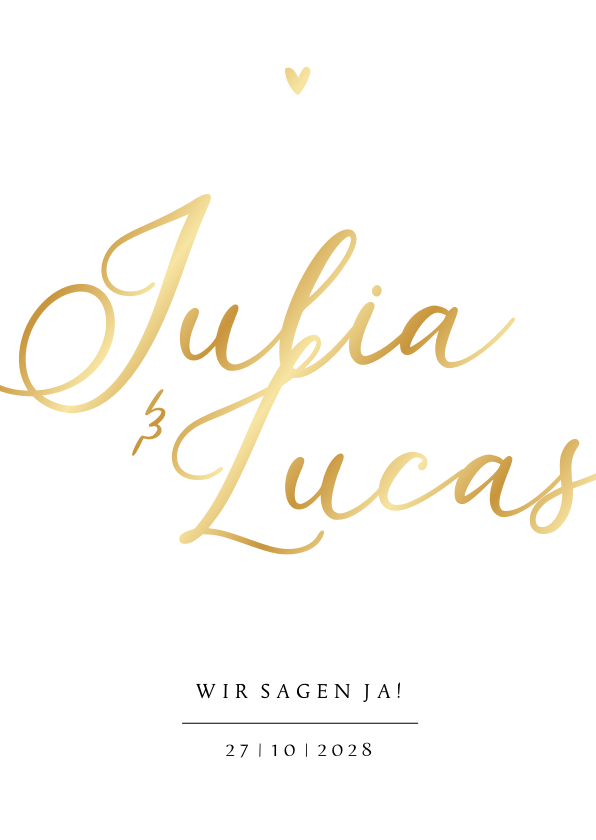 Hochzeitskarte Einladung Namen in Gold Hochzeitskarte Einladung Namen in Gold