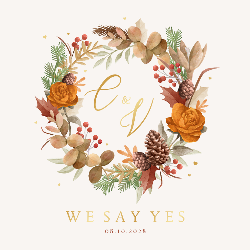 Hochzeitskarte Herbststimmung mit Gold - Hochzeitskarten Hochzeitskarten - Hochzeitskarte Herbststimmung mit Gold