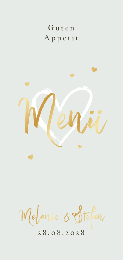 Hochzeitskarten - Hochzeitskarte 'Menü' mit Herzchen