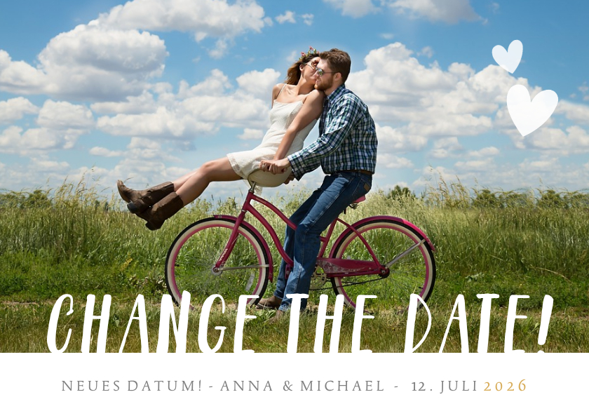 Hochzeitskarten - Hochzeitskarte Neues Datum mit Foto